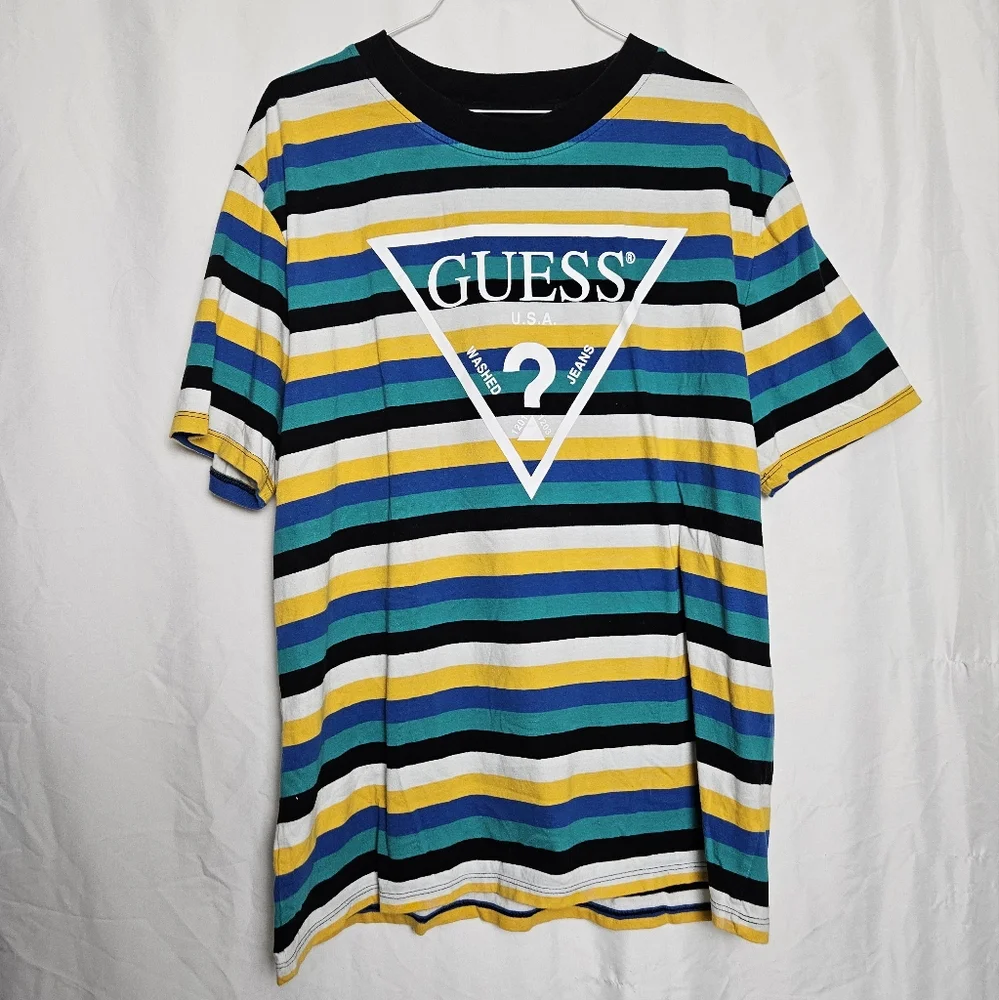 Guess Originals Striped Short Sleeve T-Shirt Men's Medium - Picture 1 of 7